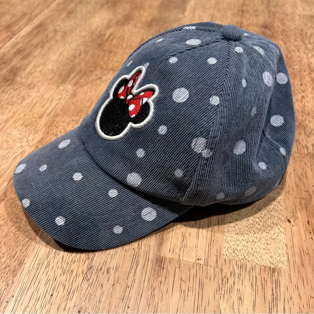 Disney Baseball Hat Kids Blue Corduroy‎ Minnie Mouse Polka Dot Sequins